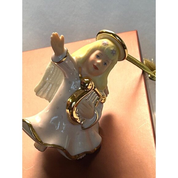 Lenox Angel Ornament With Harp Gold Accents Porcelain Christmas Decoration New - Picture 7 of 12